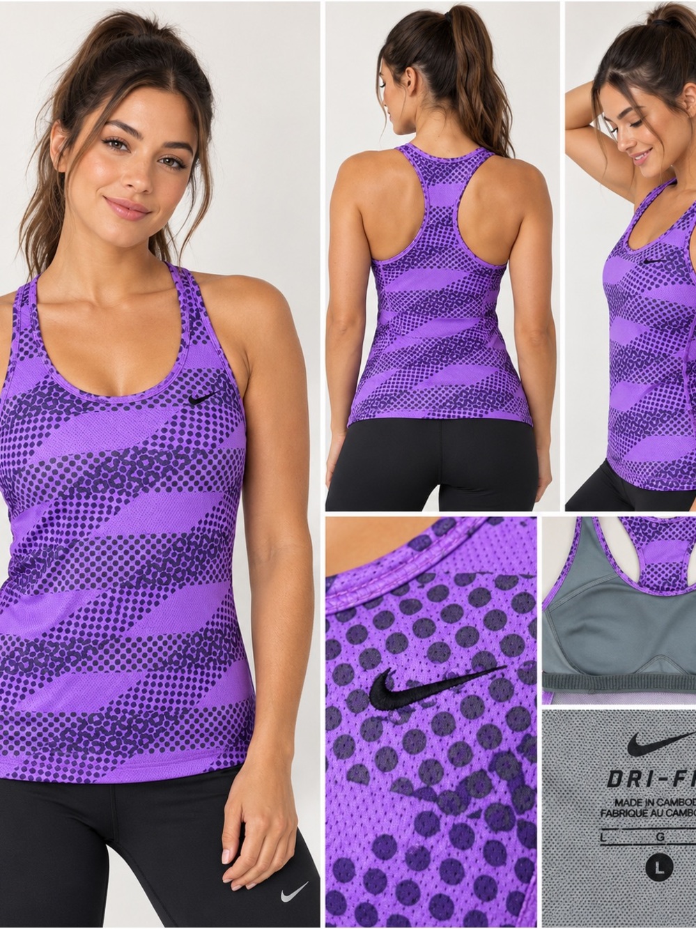 Nike Purple Patterned Dri-FIT Racerback Tank Top
